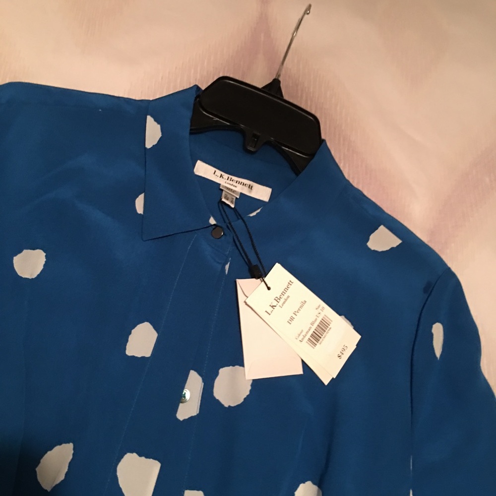 LK Bennett blue size 10 Penila polka dot dress NWT - Picture 7 of 7